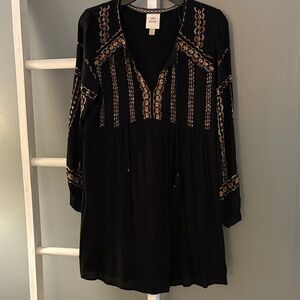 Knox Rose Black Dress with Blue Embroidery